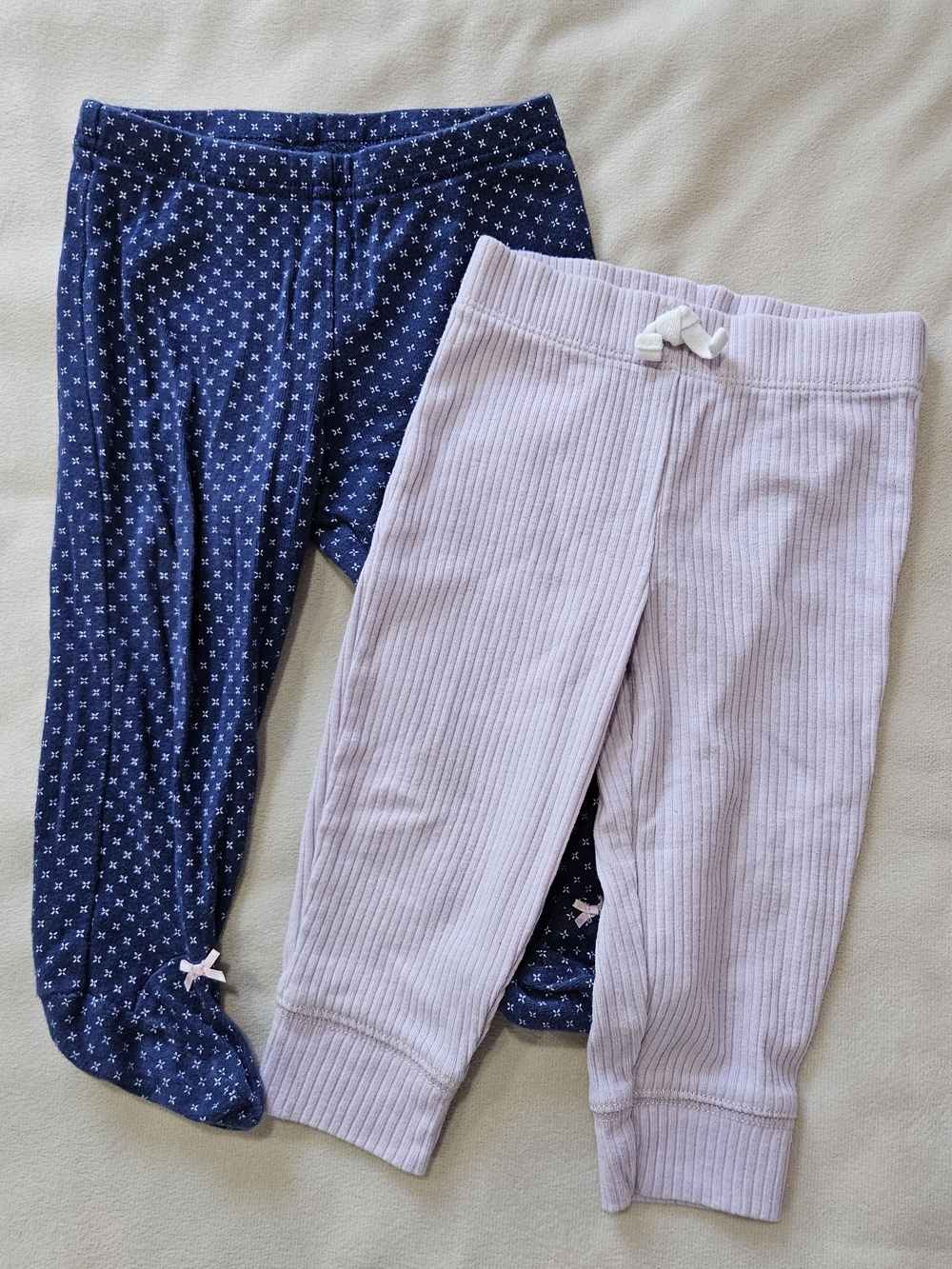 Carter's Lavender Pants & Navy Star Footed Leggings - 9 Months